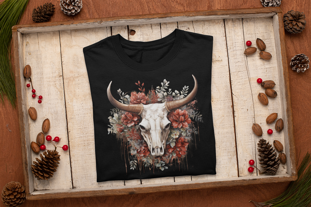Vintage Xmas Bull Skull Tee - [farm_afternoons]