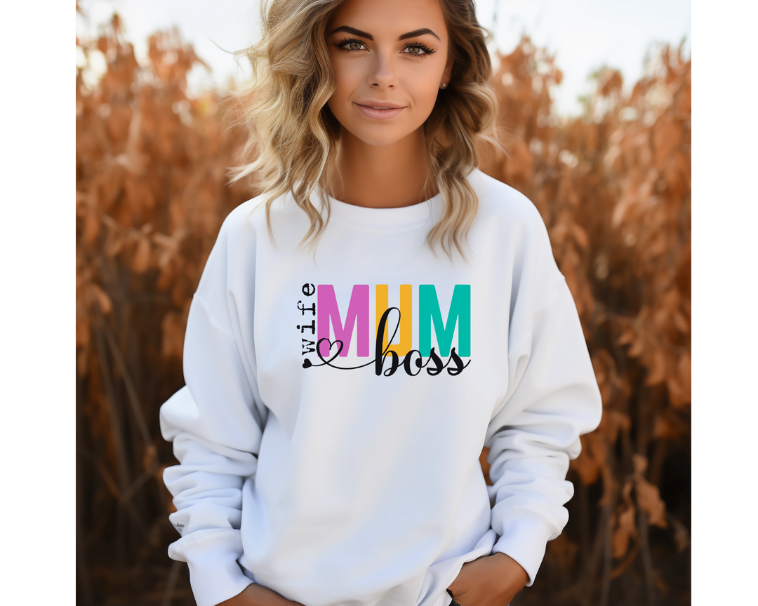 White Wife Boss Mum Sweatshirt - [farm_afternoons]