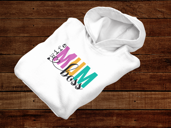 White Wife Mum Boss Hoodie - [farm_afternoons]