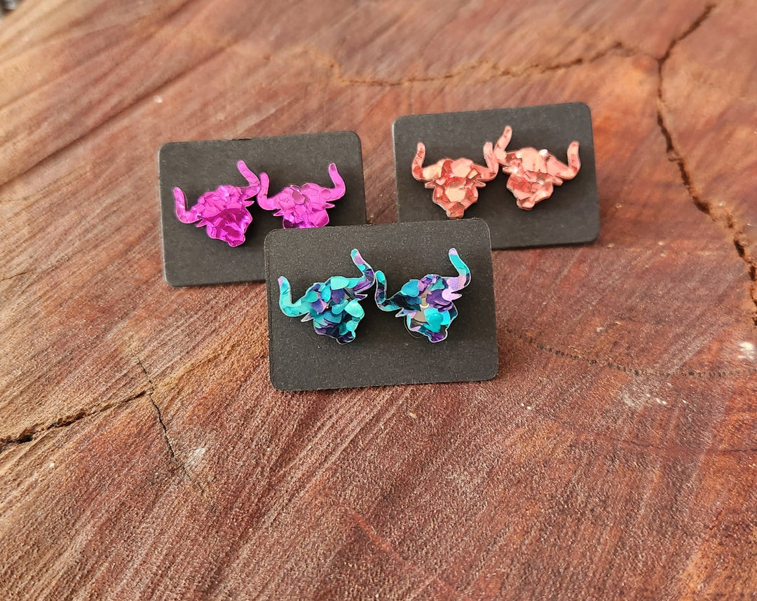 Opal Bull Head Studs - [farm_afternoons]