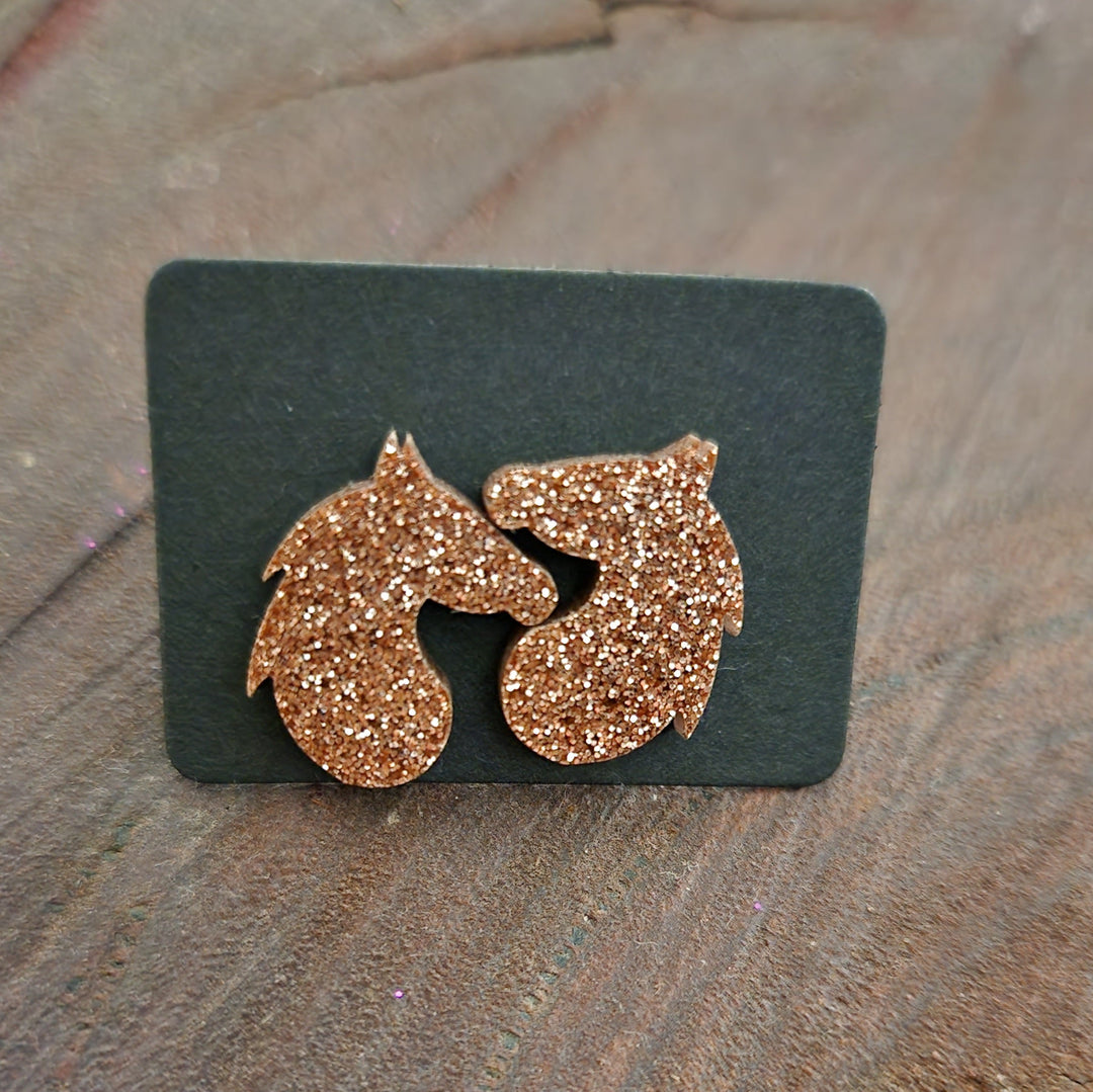 Glitter Horse Head Studs