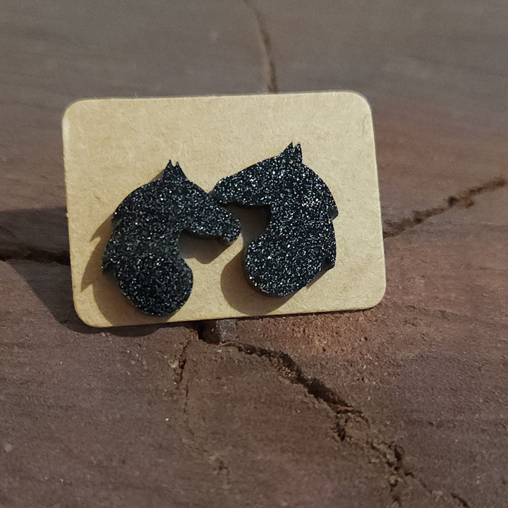 Glitter Horse Head Studs