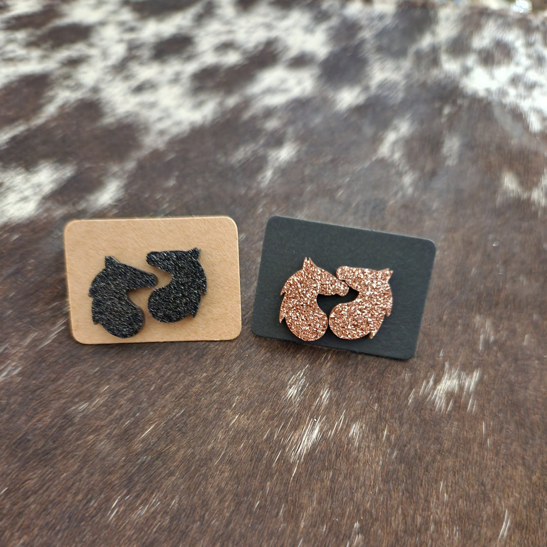 Glitter Horse Head Studs