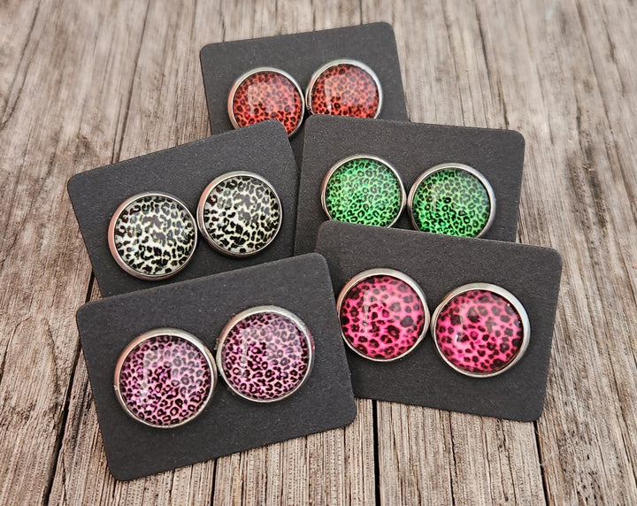 Vivid Leopard Studs - [farm_afternoons]
