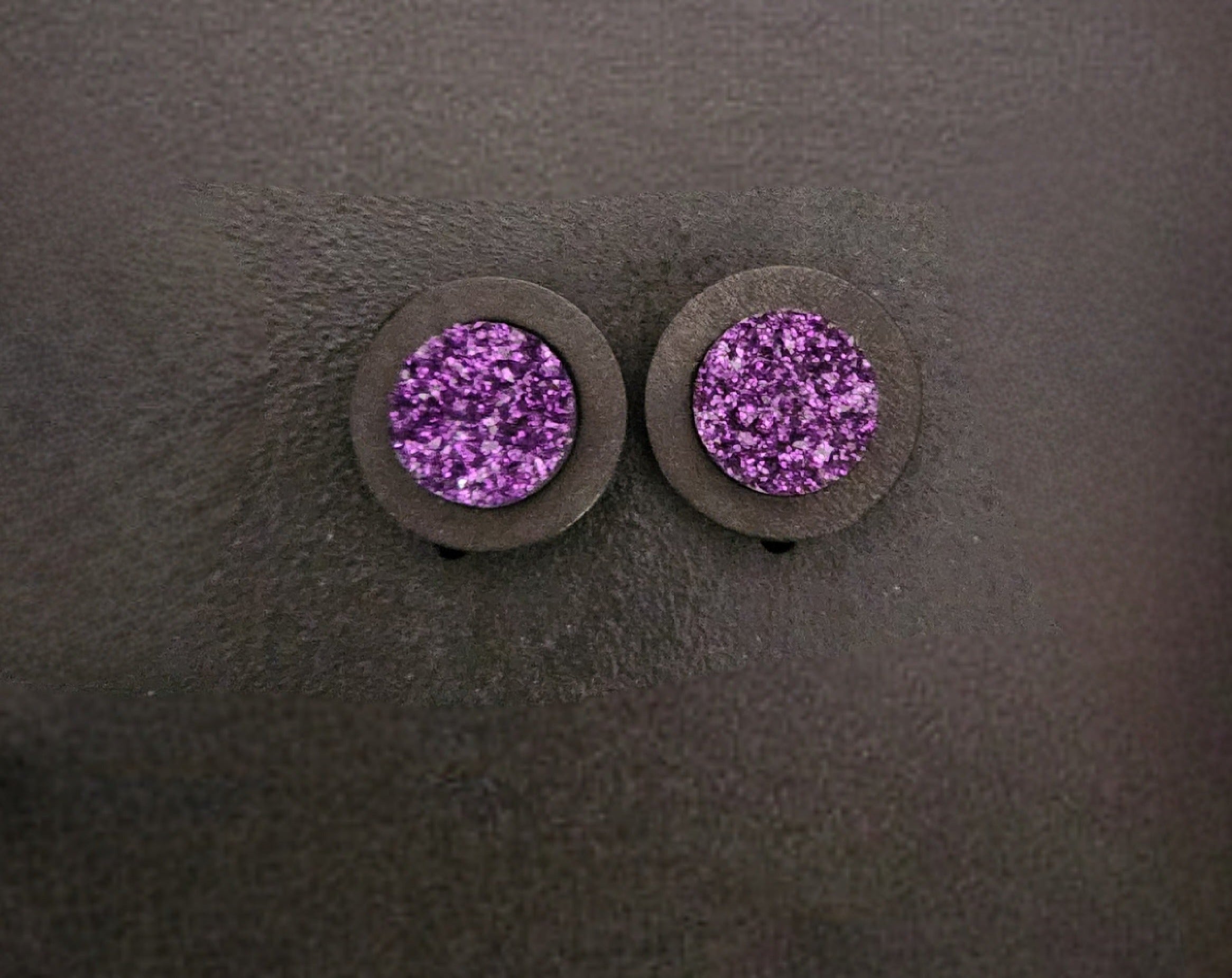 Dark Purple glitter Druzie Stud earrings Australia