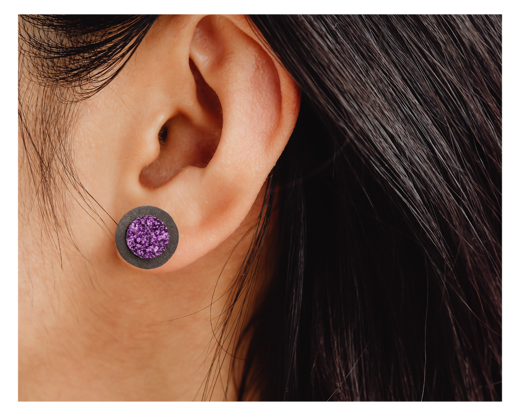 Purple Sparkle Druzie Studs - [farm_afternoons]