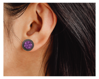 Purple Sparkle Druzie Studs - [farm_afternoons]