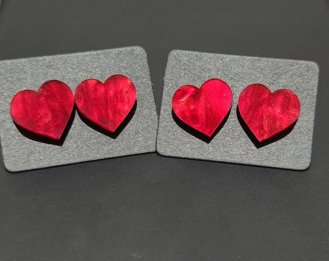 Marbled Heart Studs