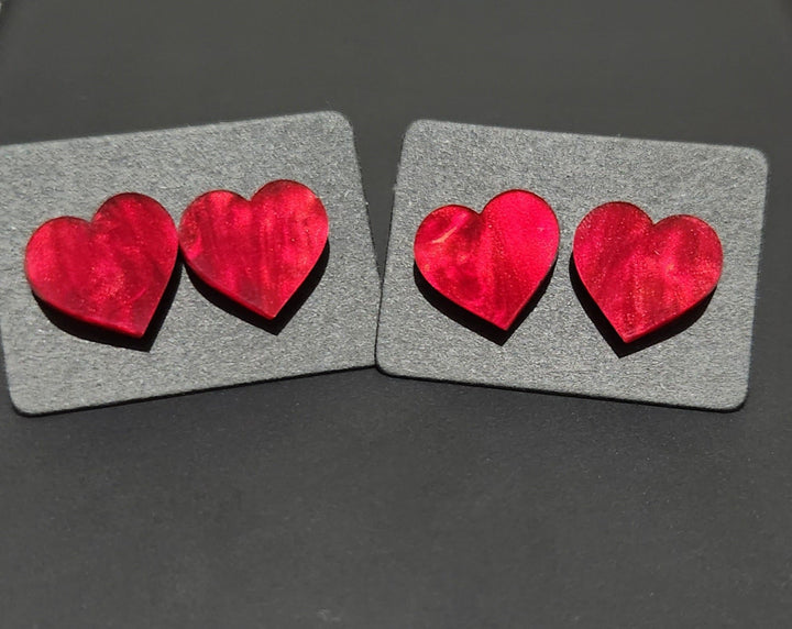 Marbled Heart Studs