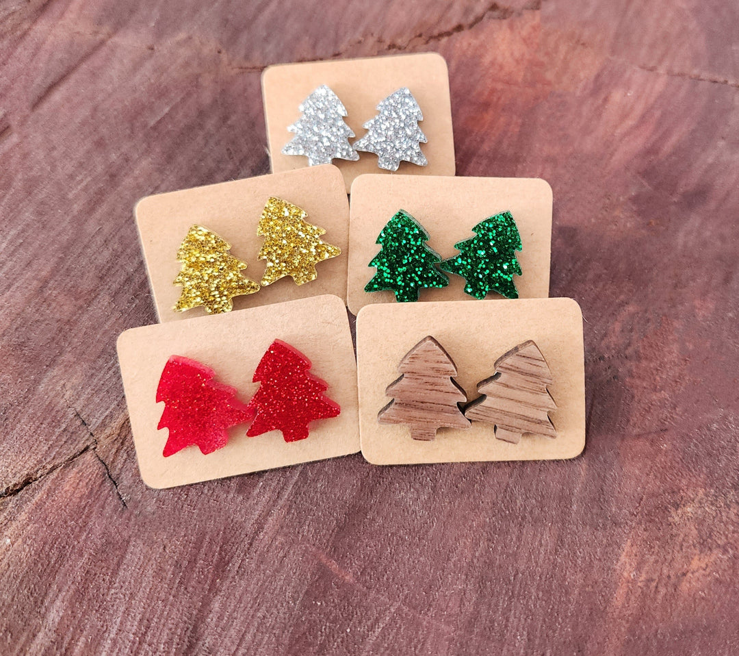 Traditional Christmas Tree Studs - [farm_afternoons]