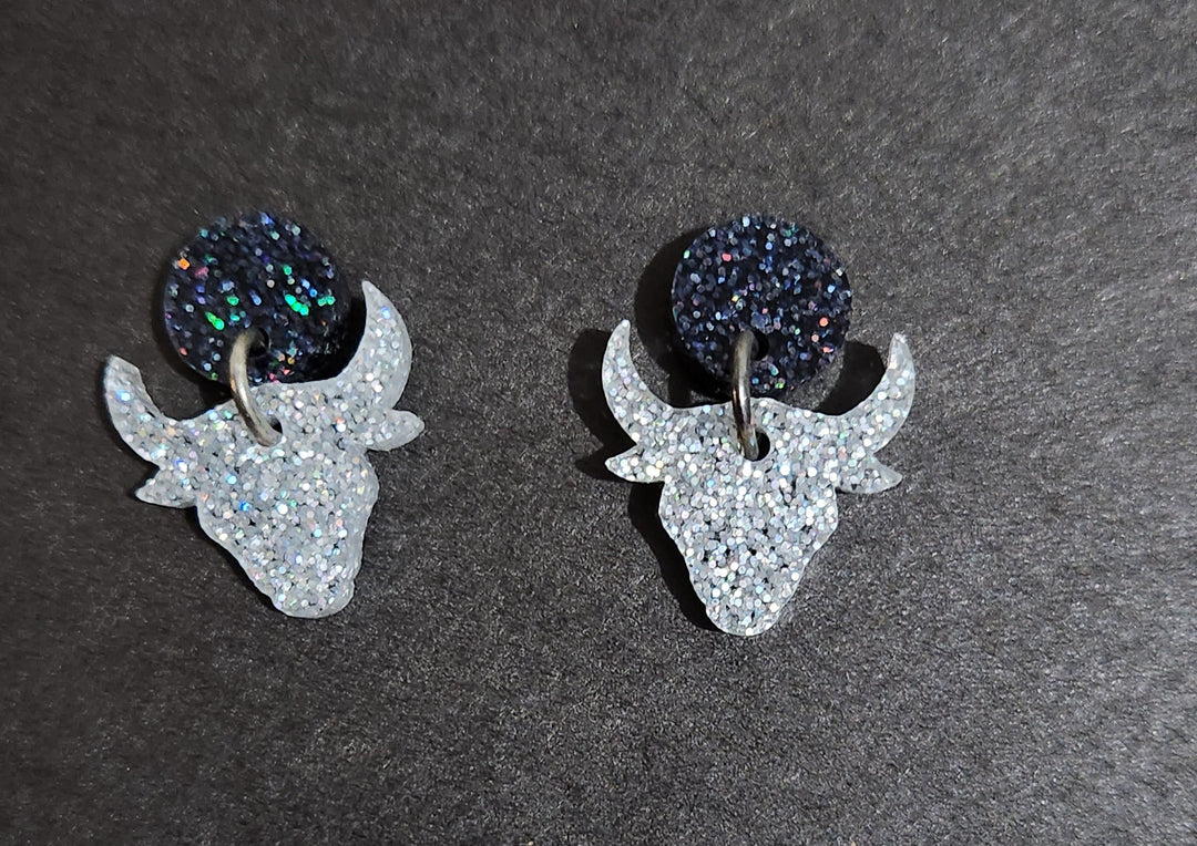 Glitter Bull Head Dangles