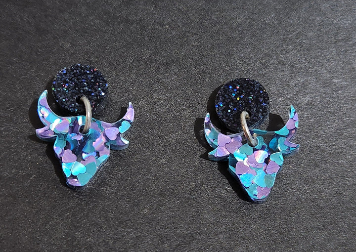 Glitter Bull Head Dangles