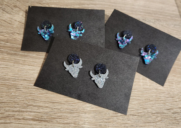 Glitter Bull Head Dangles