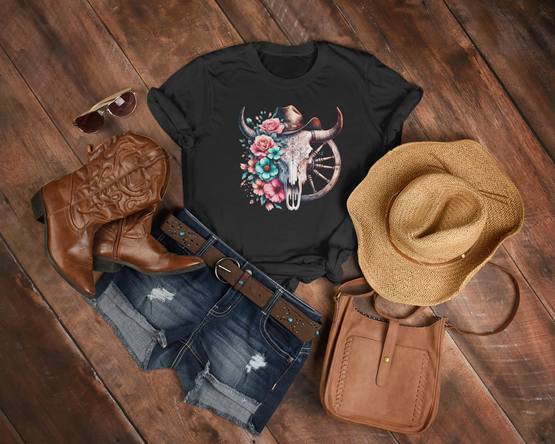 Women's Floral Wagon Wheel Tee - [farm_afternoons]