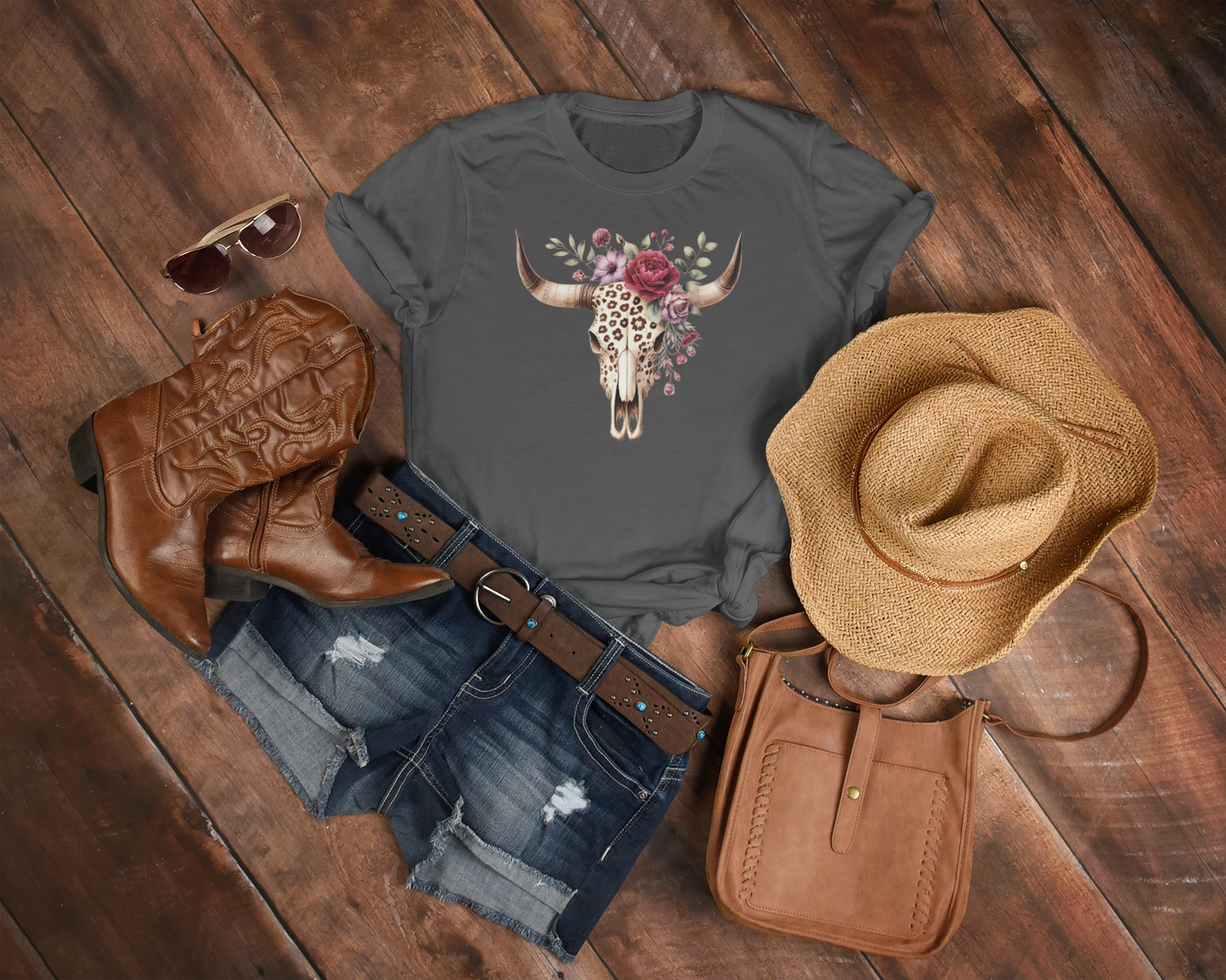 Leopard Bull Skull T-Shirt