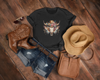 Women's Wild Butterfly Bull Skull T-Shirt