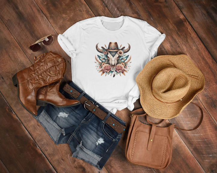 Women's Wild West Rose Cowgirl  T-Shirt