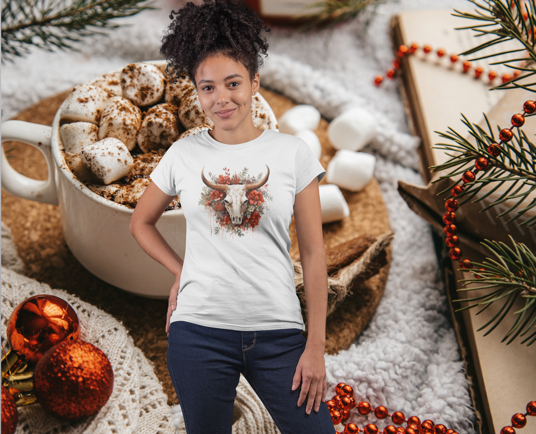 Vintage Xmas Bull Skull Tee - [farm_afternoons]