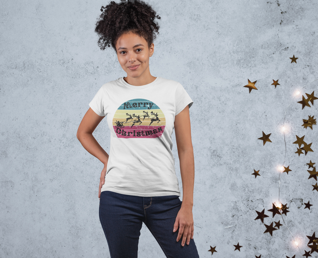 Women's Retro Vintage Christmas T-shirt - [farm_afternoons]