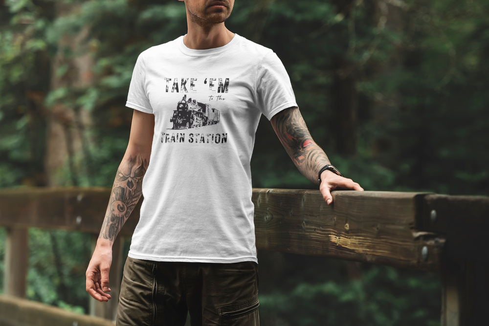 Men's Take em to the Trainstation T-shirt - [farm_afternoons]