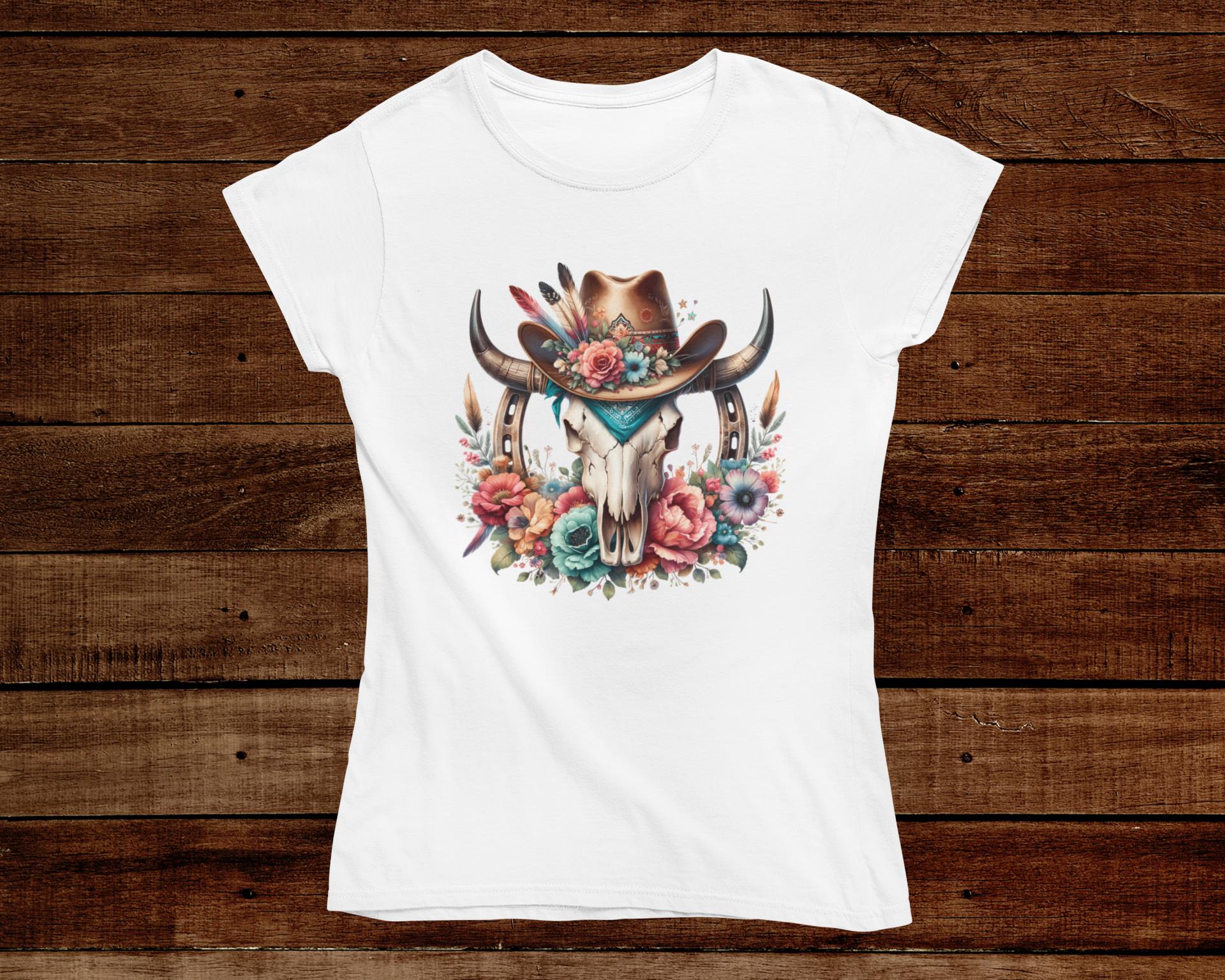 Wild West Flowers and Horshoes T-Shirt