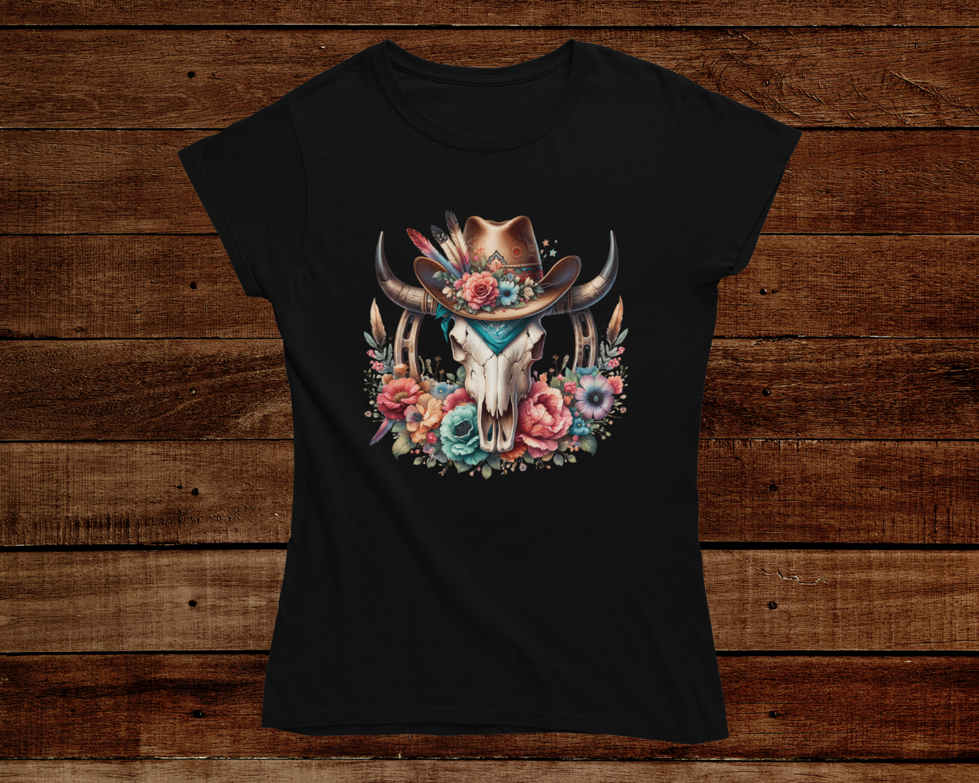 Wild West Flowers and Horshoes T-Shirt