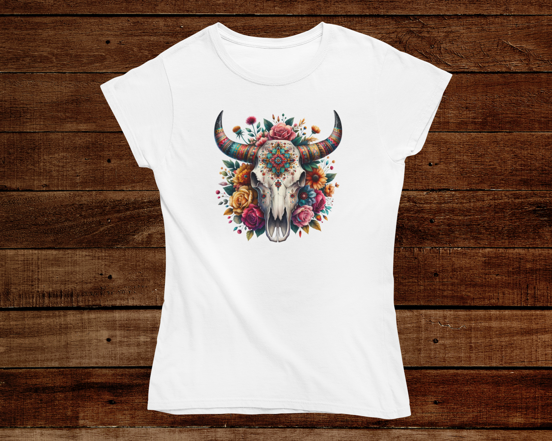 Women's Skulls and Flowers T-Shirt