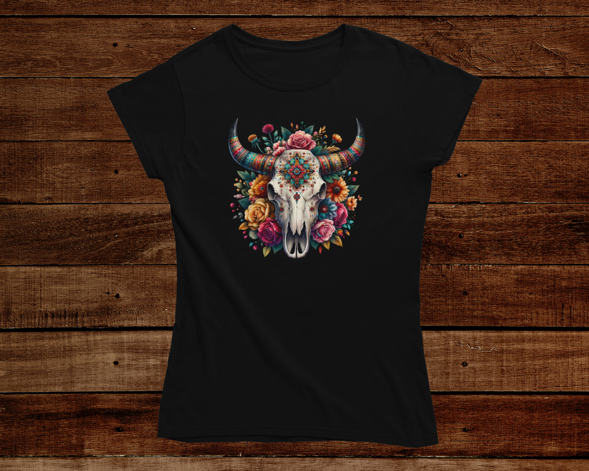 Women's Skulls and Flowers T-Shirt