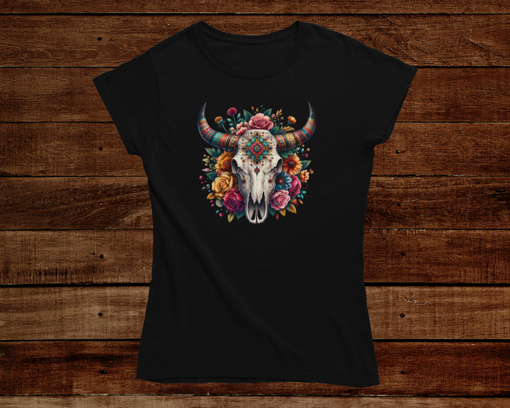 Women's Skulls and Flowers T-Shirt