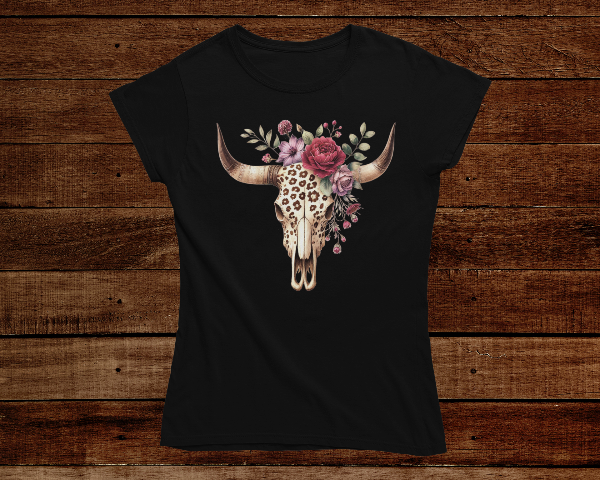 Leopard Bull Skull T-Shirt