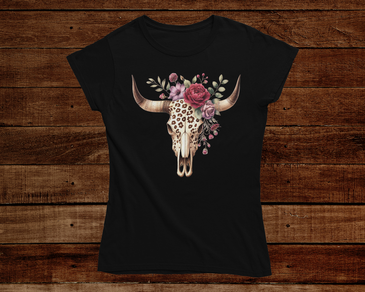 Leopard Bull Skull T-Shirt