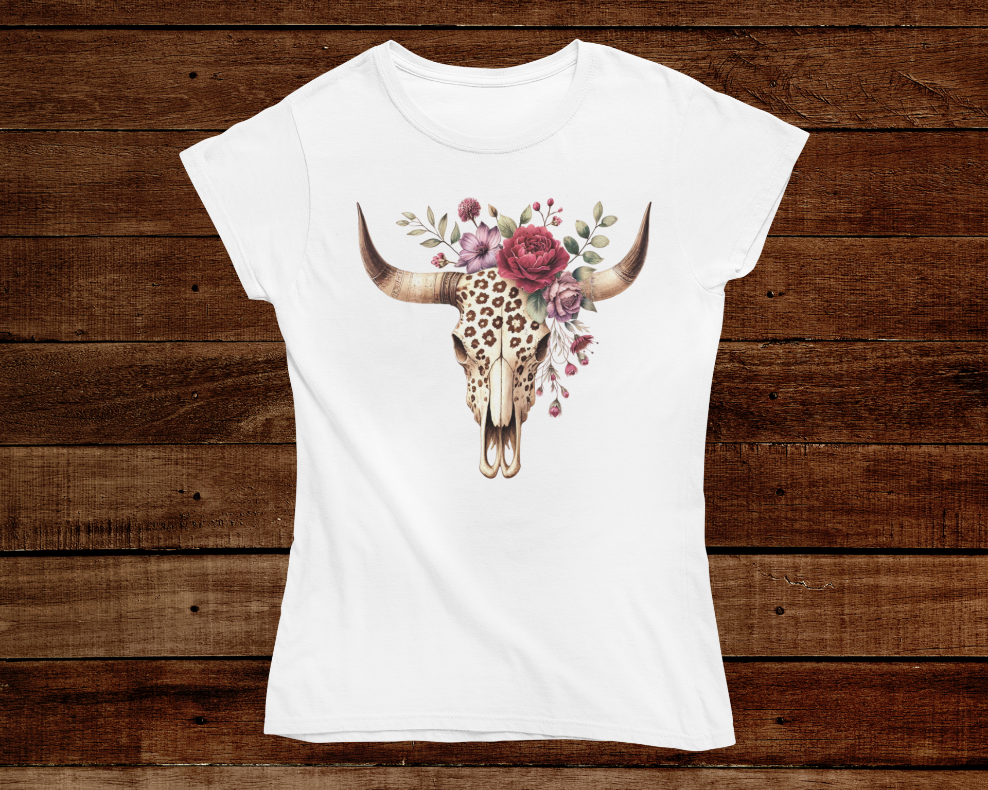 Leopard Bull Skull T-Shirt