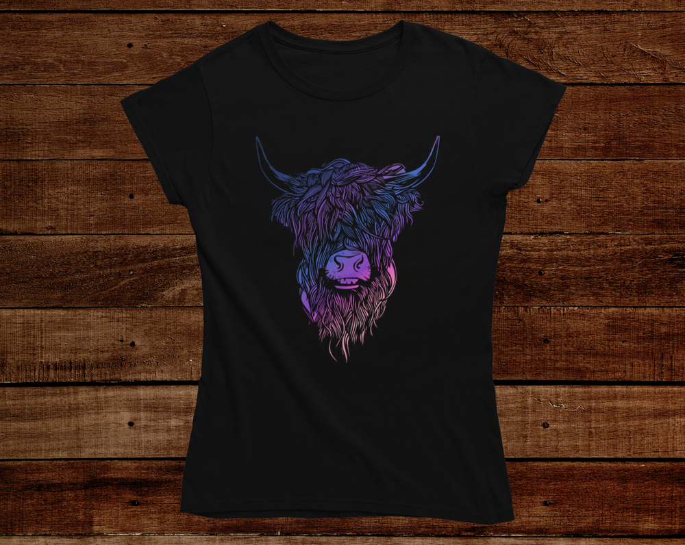 Women's Highland Cow Tshirt - [farm_afternoons]