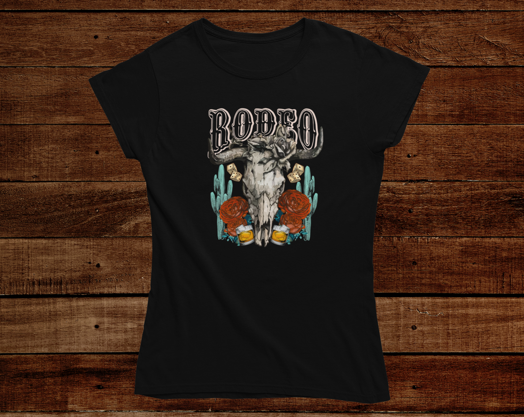 Black fitted Tshirt with western rodeo graphic