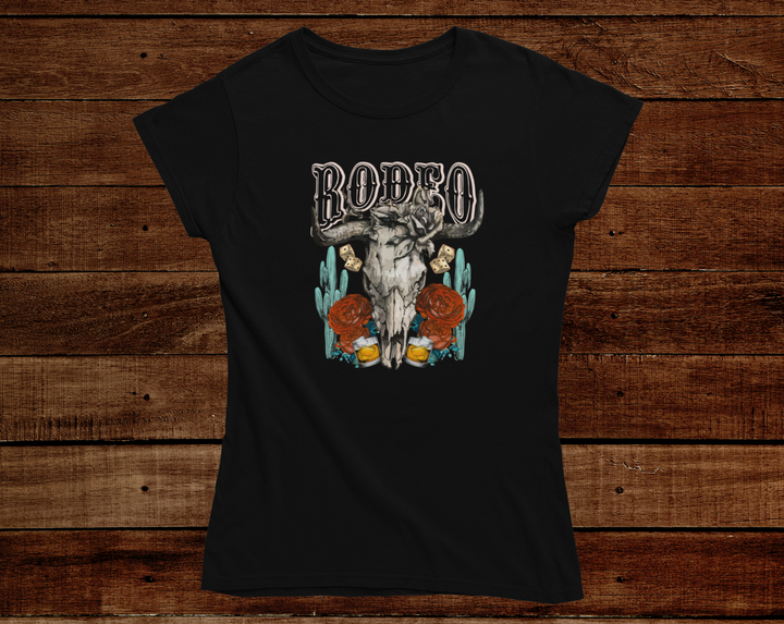 Black fitted Tshirt with western rodeo graphic