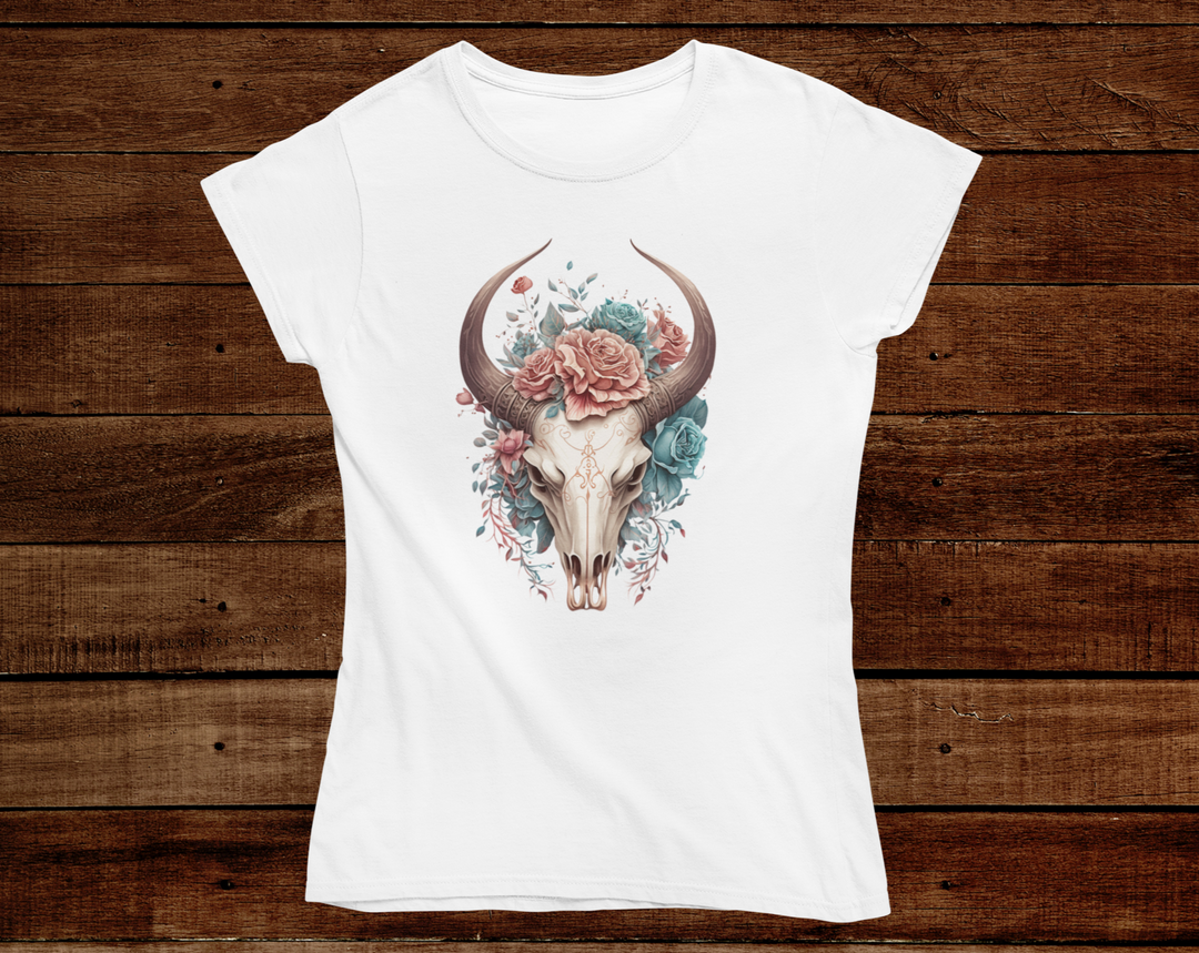Women's Boho Floral Skull Tee - [farm_afternoons]