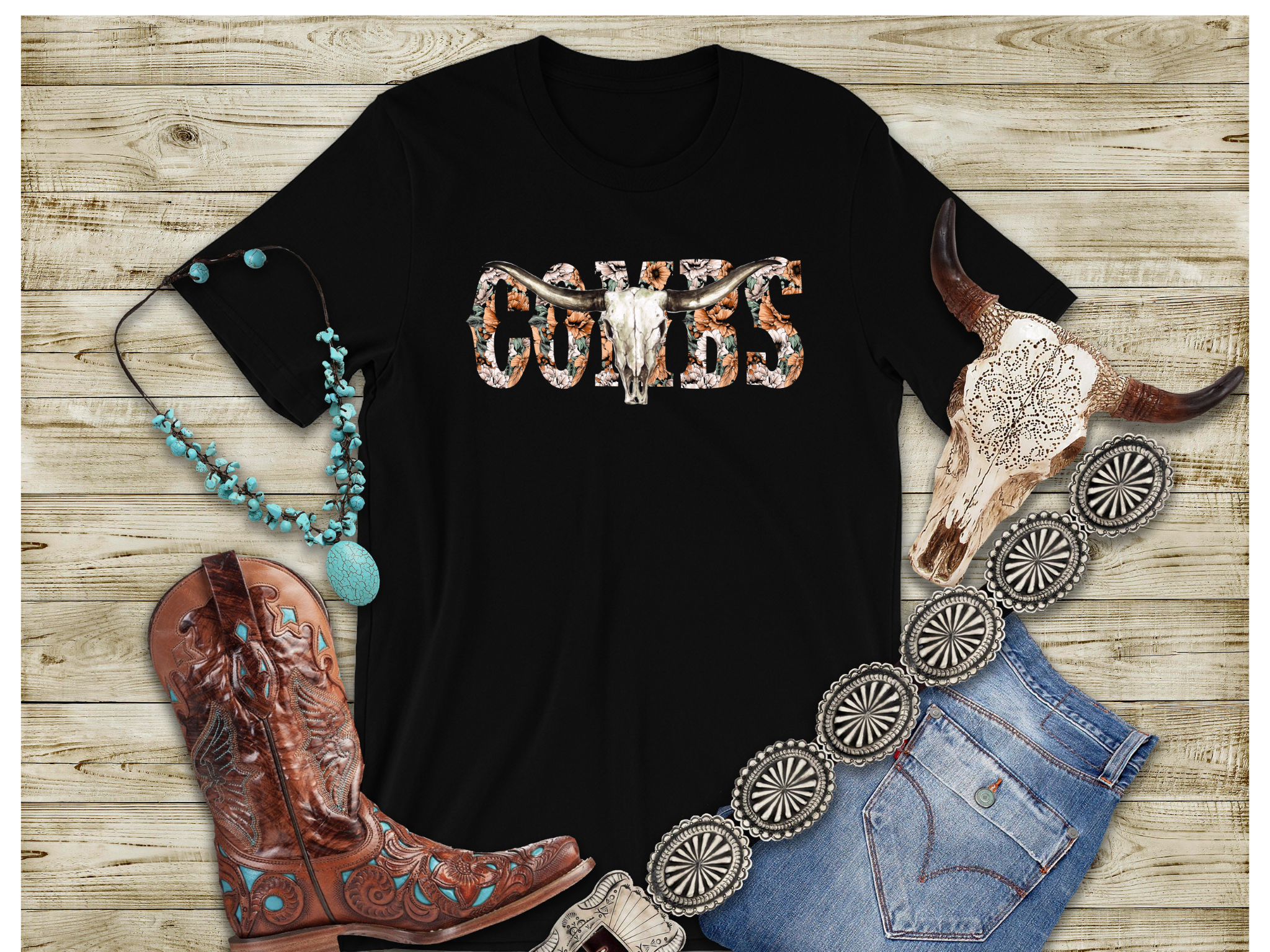 Women's Floral Combs Tee - [farm_afternoons]