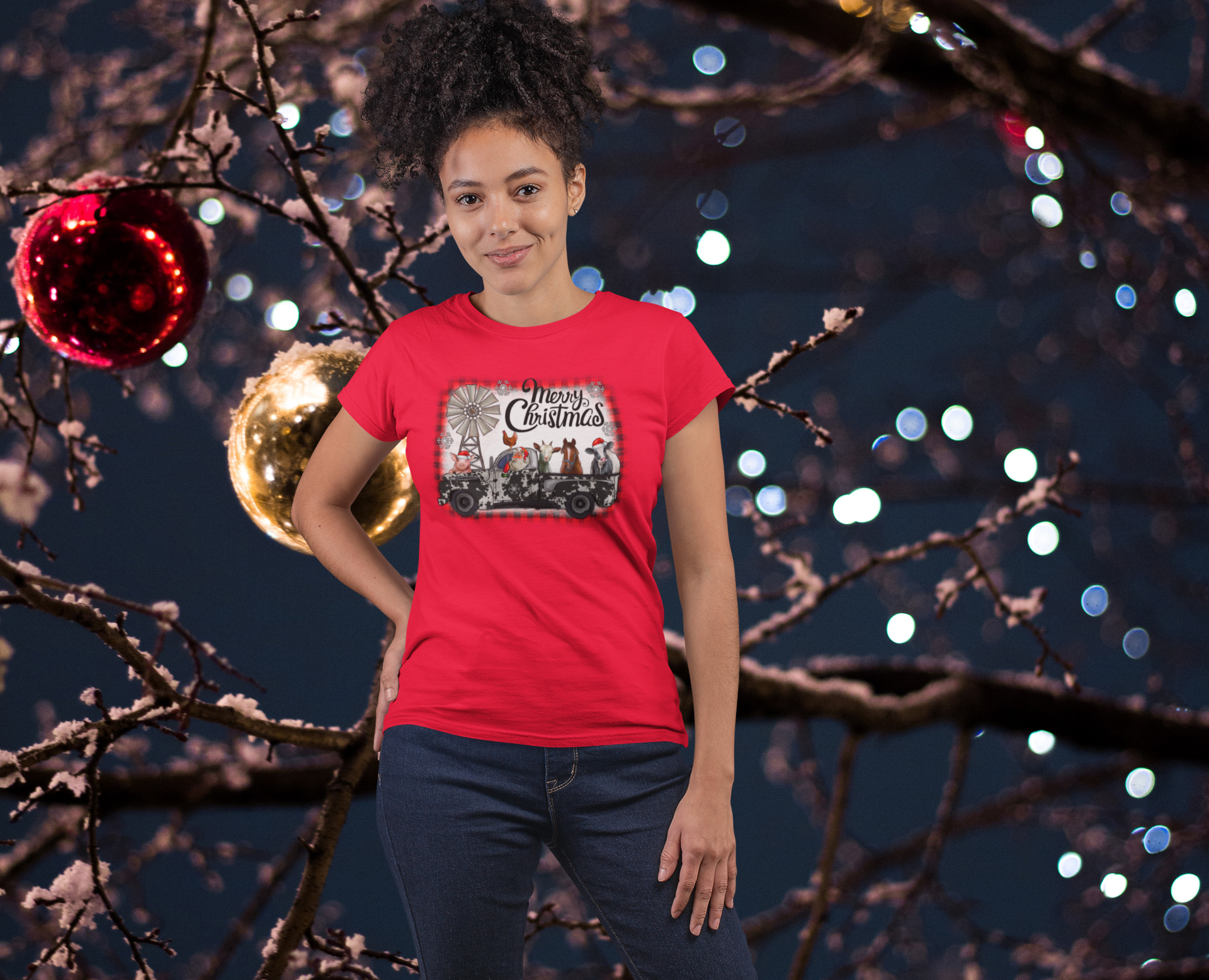 Women's Merry Christmas T-shirt - [farm_afternoons]
