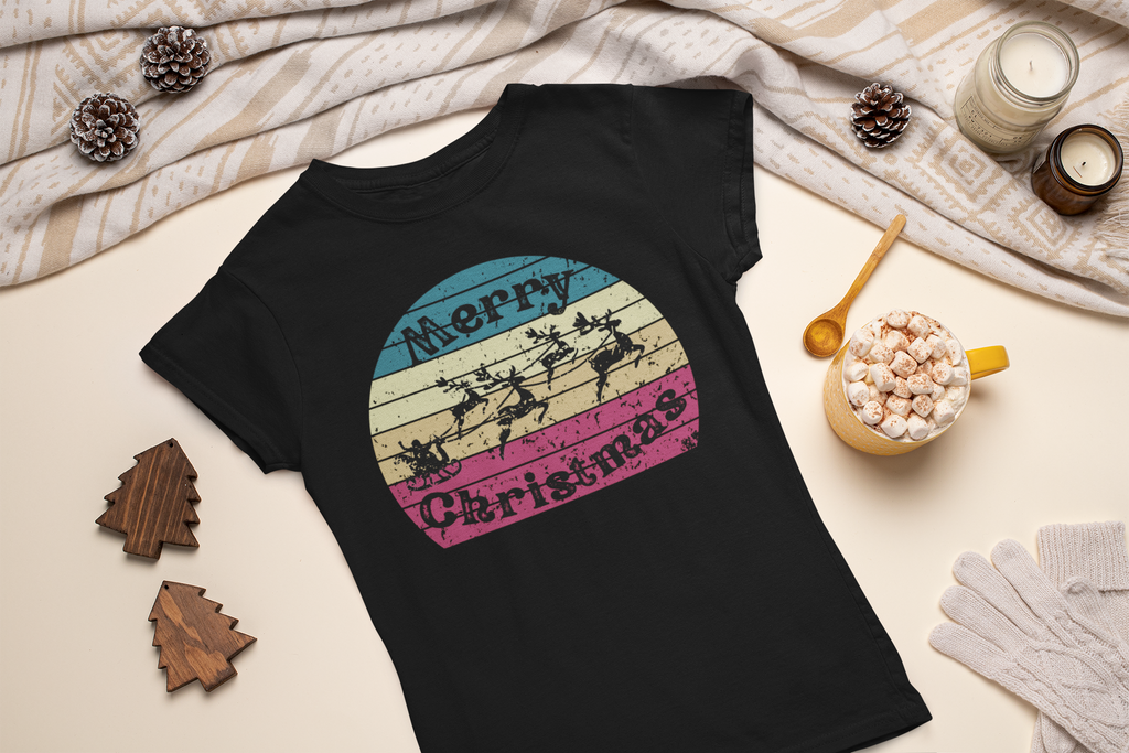 Women's Retro Vintage Christmas T-shirt - [farm_afternoons]