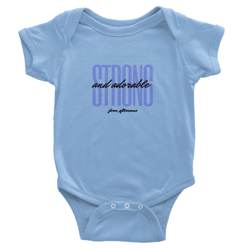 Blue Strong & Adorable - Baby Short Sleeve Onesies - [farm_afternoons]