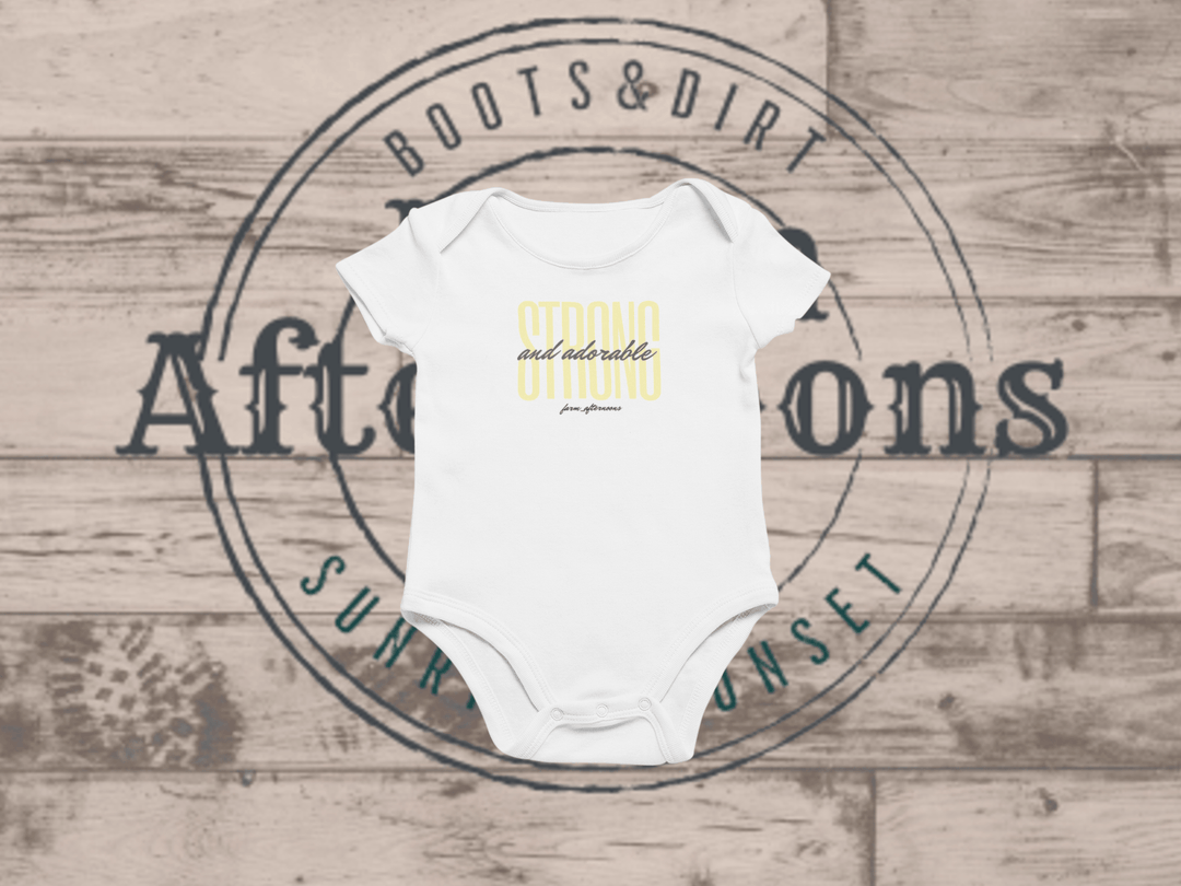 Yellow Strong and Adorable -  Baby Short Sleeve Onesies - [farm_afternoons]