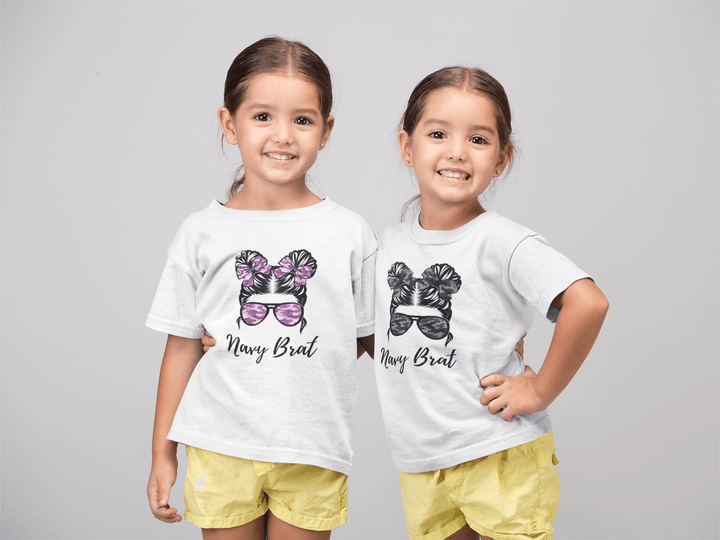 Girls Navy Brat T-shirt - [farm_afternoons]