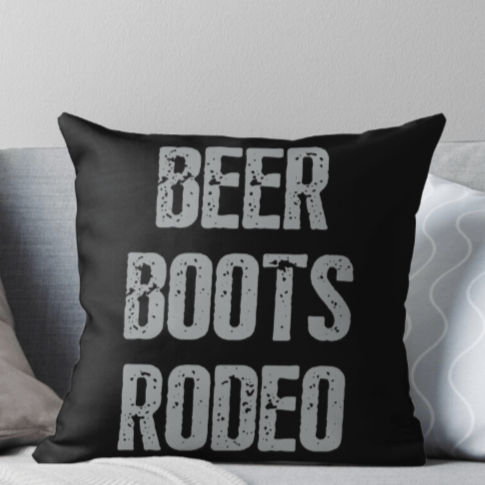 Beer Boots Rodeo Throw Pillow - [farm_afternoons]