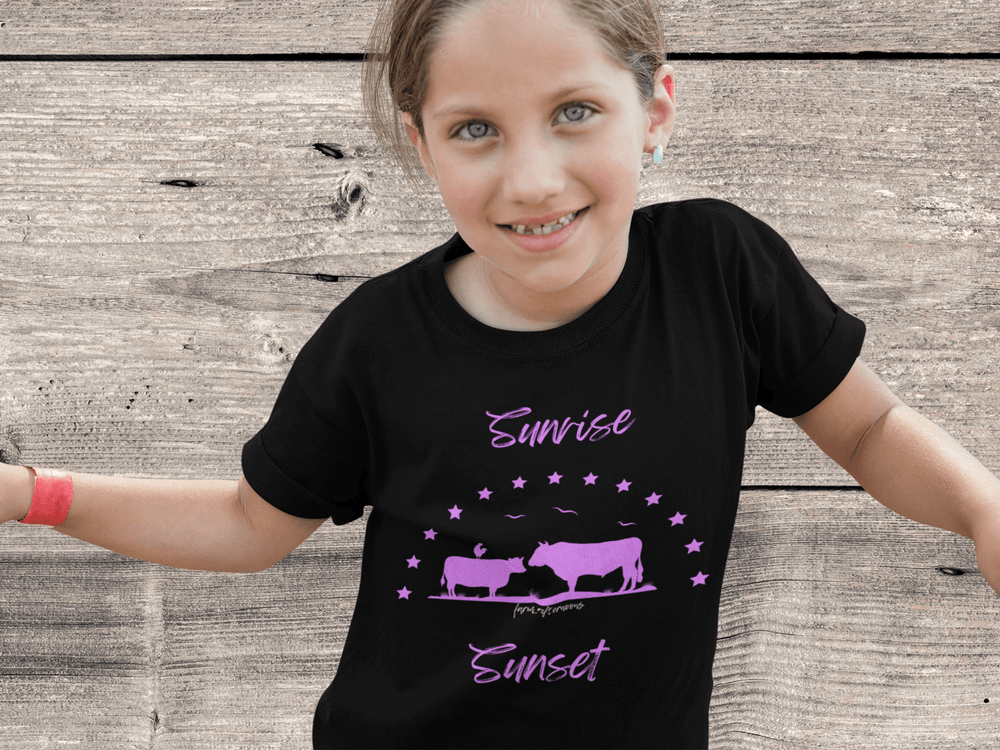Girls Purple Sunrise Sunset - Classic Crewneck T-shirt - [farm_afternoons]