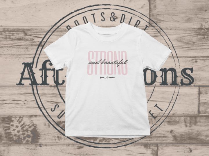 Girls Strong & Beautiful Crewneck T-shirt - [farm_afternoons]