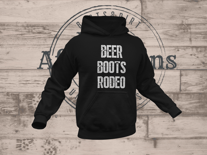 Men's 'Beer Boots Rodeo' - Classic  Pullover Hoodie - [farm_afternoons]