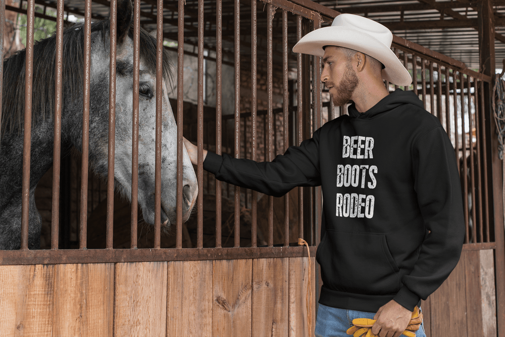 Men's 'Beer Boots Rodeo' - Classic  Pullover Hoodie - [farm_afternoons]