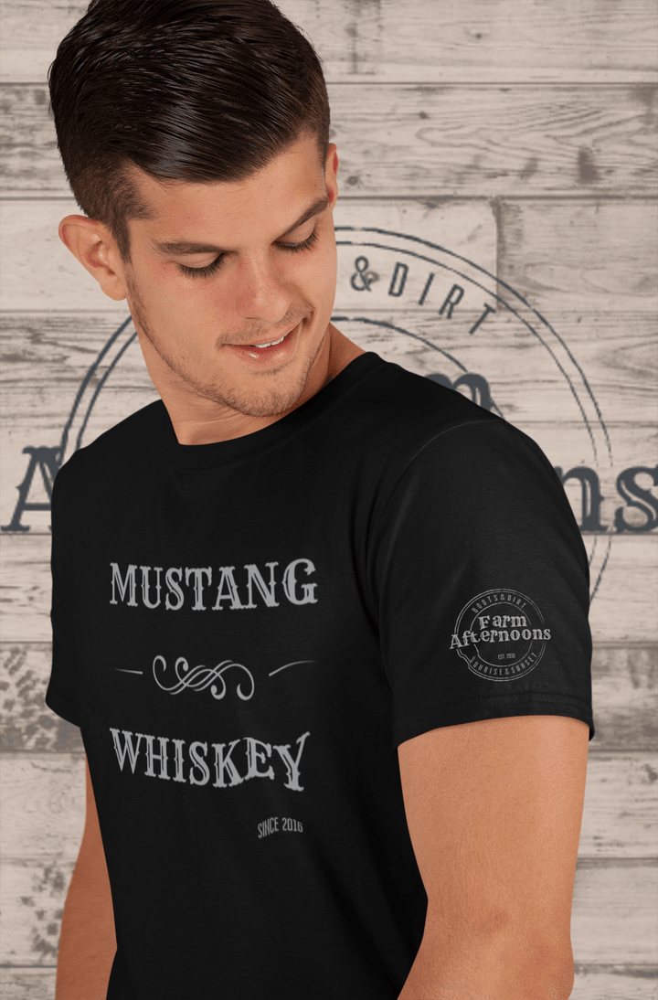 Mens's Mustang Whiskey Branded T-shirt - [farm_afternoons]