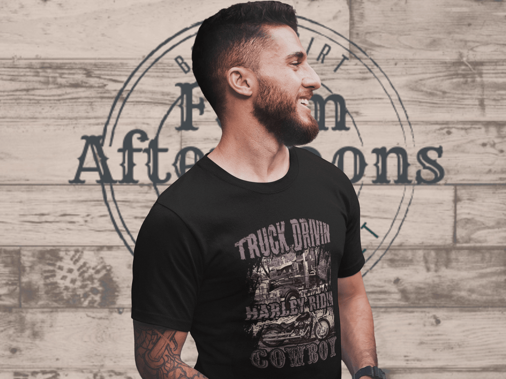 Men's Truck Drivin Harley Ridin T-shirt - [farm_afternoons]