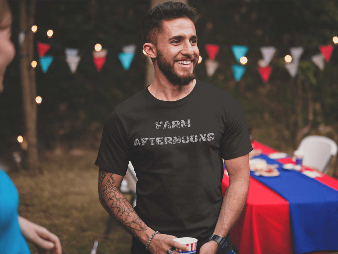 Men's Distressed  T-shirt - [farm_afternoons]